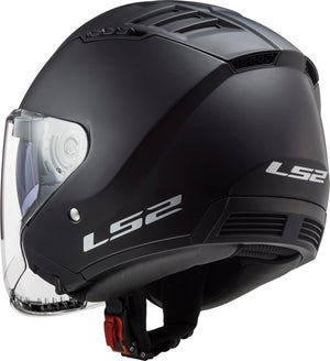 Copter Solid Open Face Motorcycle Helmet with SunShield - Matte Black