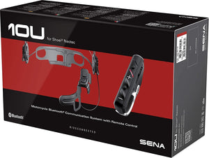 Sena 10U Motorcycle Bluetooth Communication System with Remote Control for Shoei Neotec