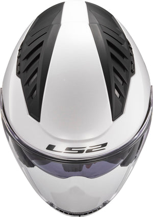 Copter Solid Open Face Motorcycle Helmet with SunShield - Gloss White