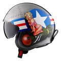 Spitfire Bomb Rider Open Face Helmet with SunShield - Brushed Alloy Finish Product View