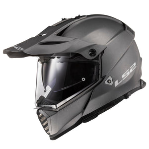 Blaze Solid Adventure Motorcycle Helmet with SunShield - Matte Titanium