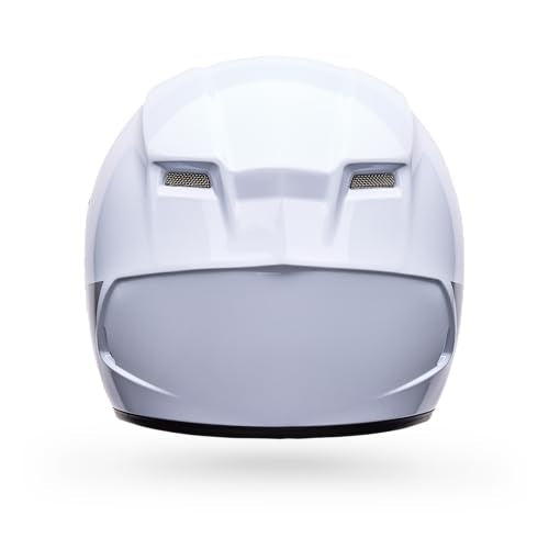 White Clip Bell Qualifier motorcycle helmet side profile view.