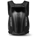 Aerodynamic motorcycle gear backpack with reflective panels and hydration compatibility for street and touring riders.