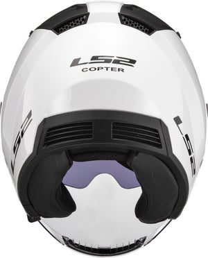 Copter Solid Open Face Motorcycle Helmet with SunShield - Gloss White