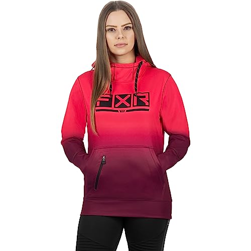 FXR Womens Podium Tech Pullover Hoodie Zippered Pockets Fleece Steel/Dark Steel