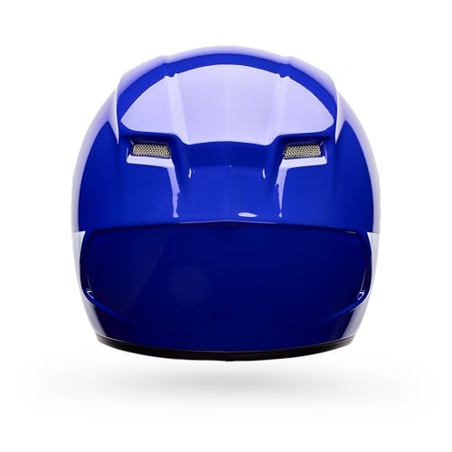Front view of Bell Qualifier Blue Clip helmet with clear face shield