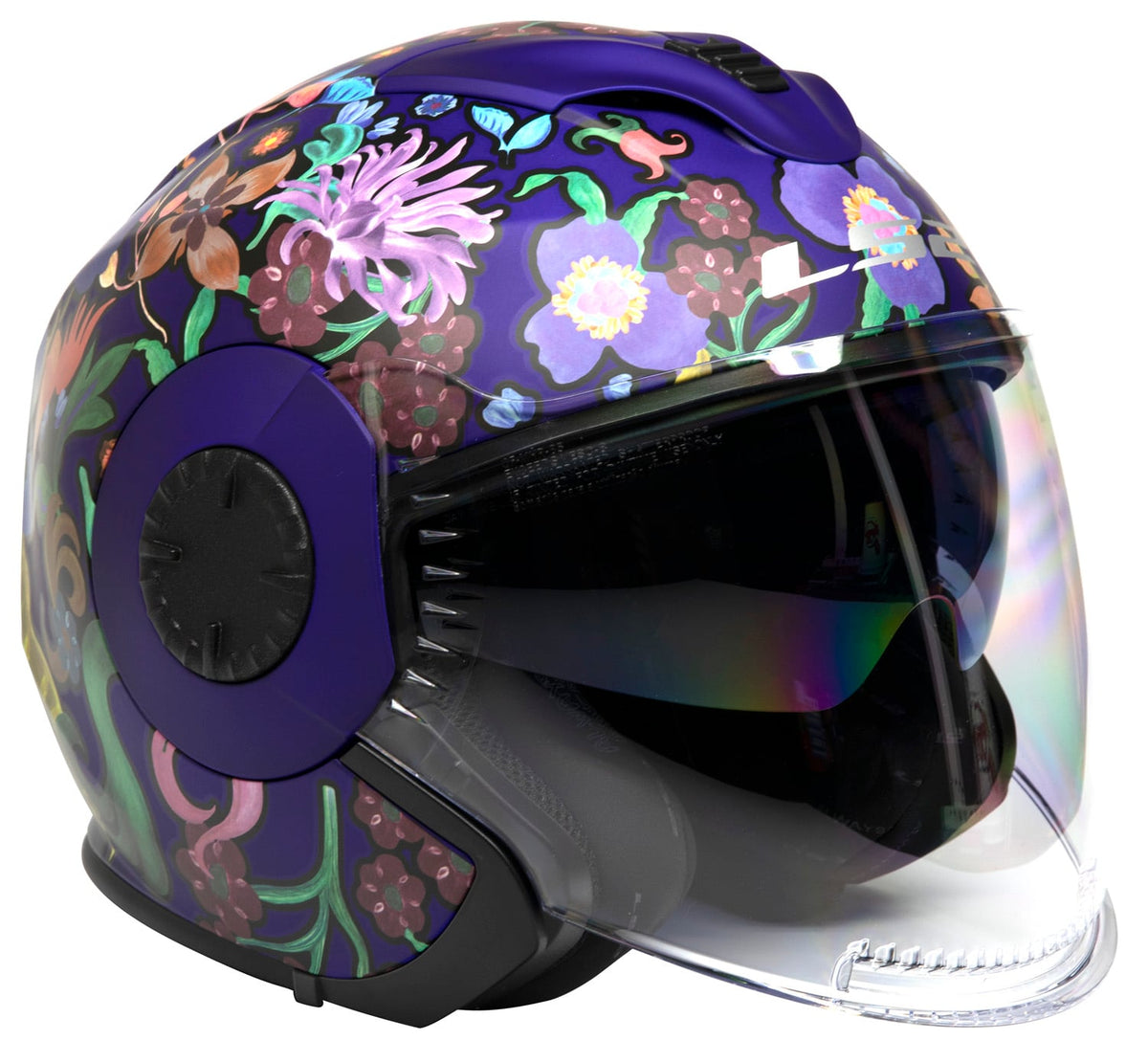 Helmet Verso Flor Brasil Open Face Motorcycle Helmet with SunShield - Matte Navy Product View