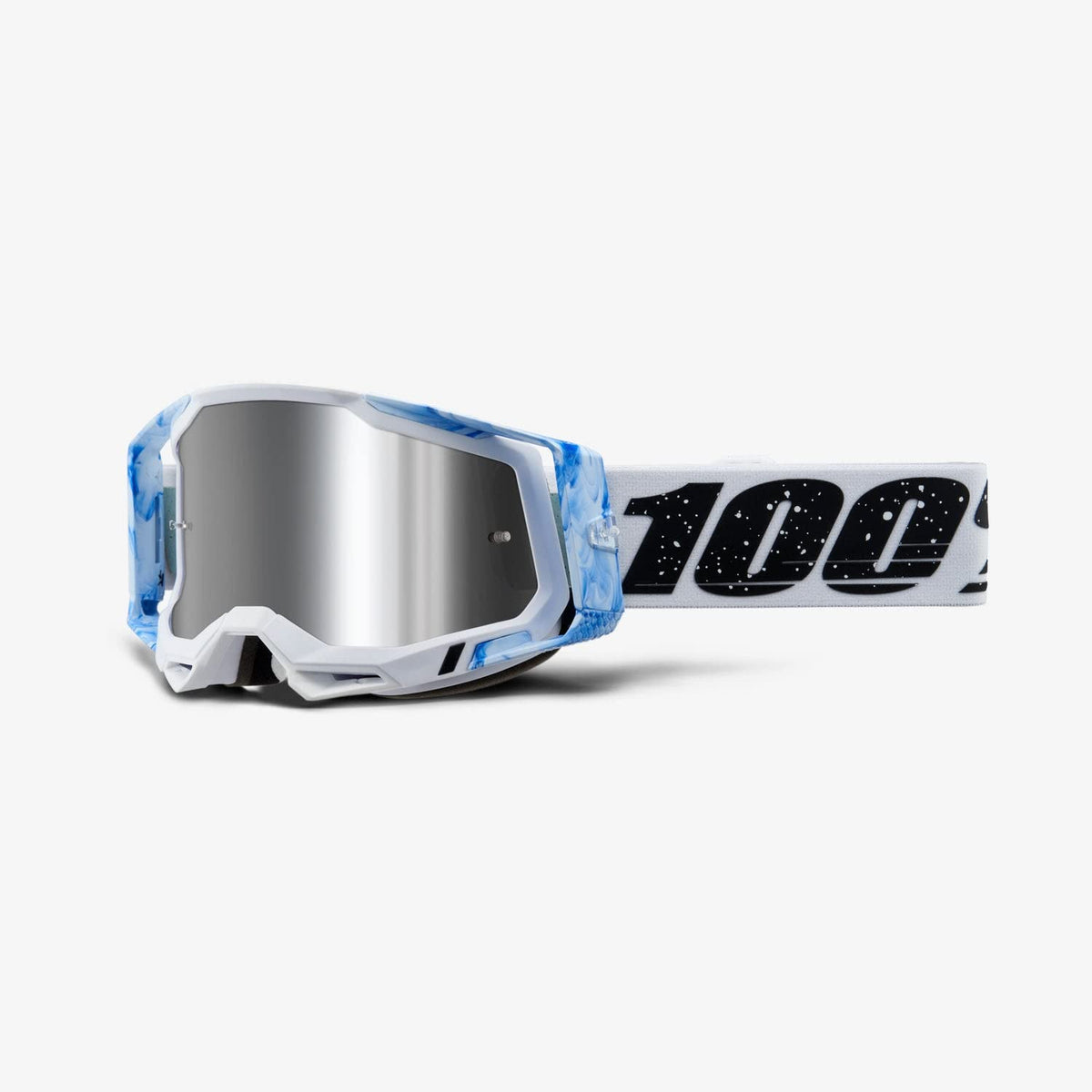 100% Racecraft 2 Mountain Bike &amp; Motocross Goggles - MX and MTB Racing Protective Eyewear (Mixos - Mirror Silver Flash Lens)