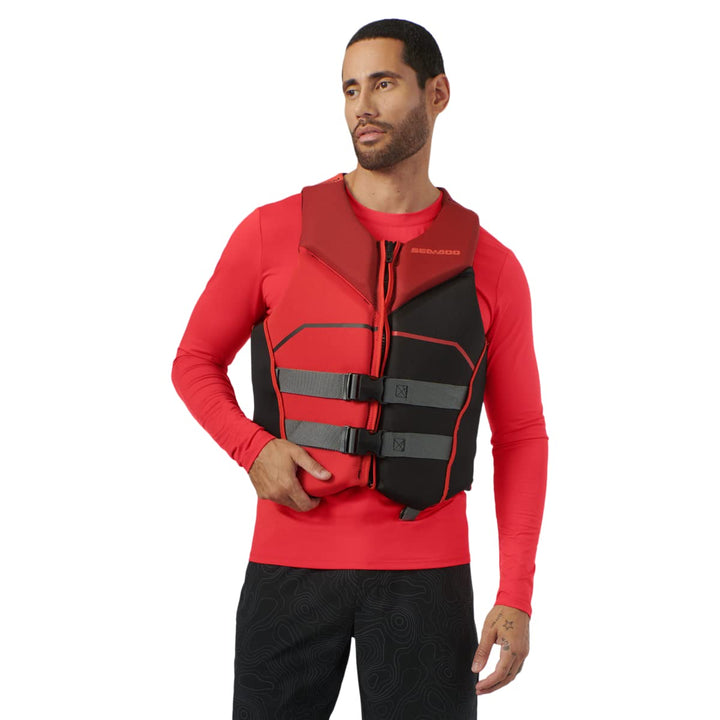 Sea-Doo Freedom Adult Unisex PFD Lava Red ecoprene life jacket for PWC