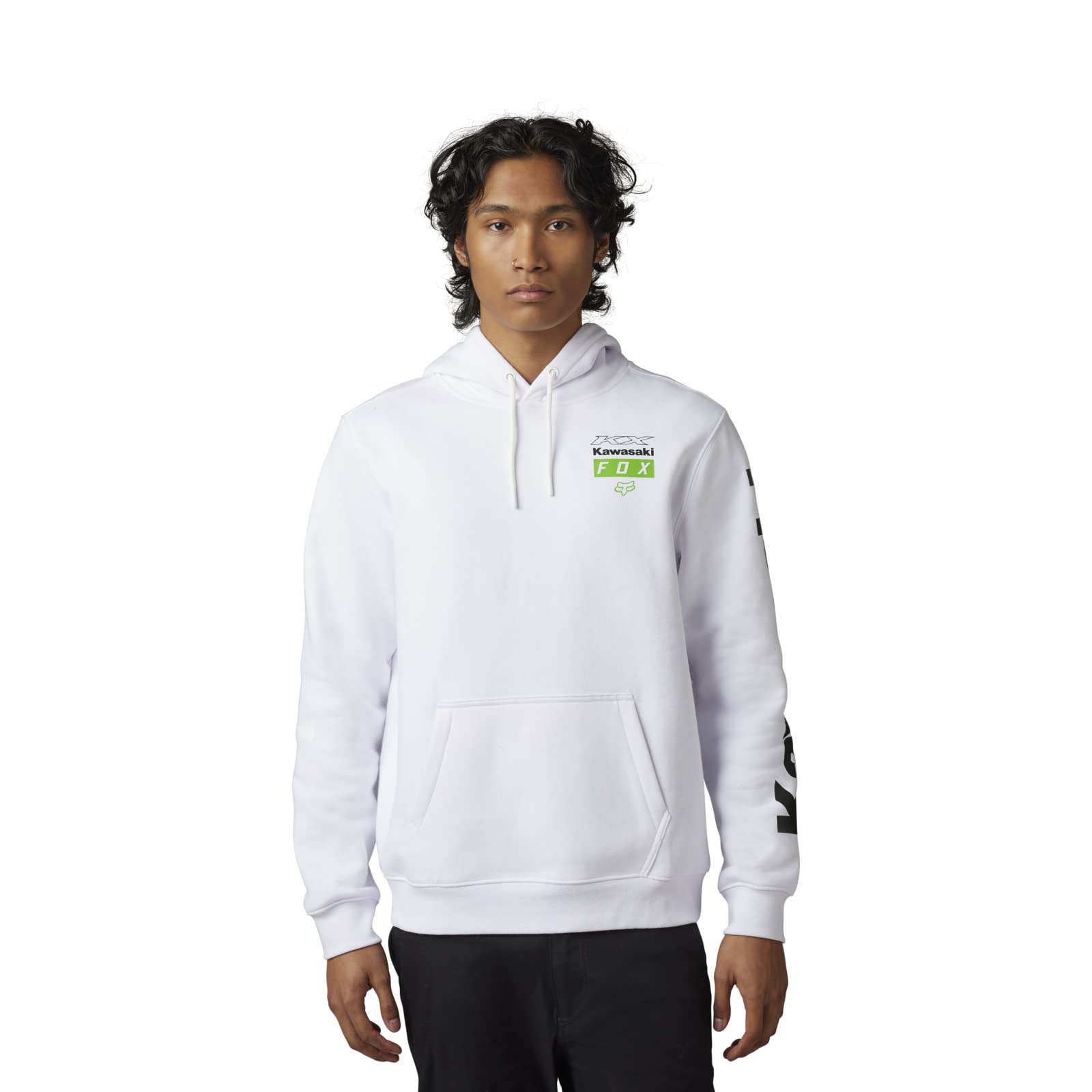 Fox Racing x Kawasaki white pullover fleece hoodie
