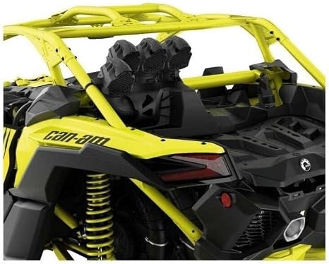 Raised black snorkel intake assembly installed behind the seats of a yellow Can-Am Maverick X3.