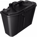 Black molded storage bin with a fitted lid, integrated carrying handle, and secure side latches. Its rugged rectangular design features embossed Can-Am branding and a factory-style finish.