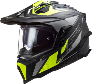 Helmet Explorer C Focus Adventure Motorcycle Helmet with SunShield - Matte Titanium Hi-Viz Yellow