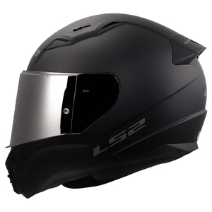 LS2 Centric Full Face Motorcycle Helmet Mercury – Matte Black with Clear & Silver Iridium Shield