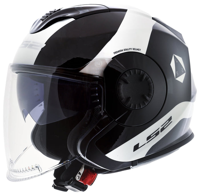 Helmet Verso Rave Open Face Motorcycle Helmet with SunShield Glow - Glow Black/White Product View