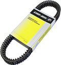 Black cogged Can-Am performance drive belt wrapped around yellow and silver branded packaging.
