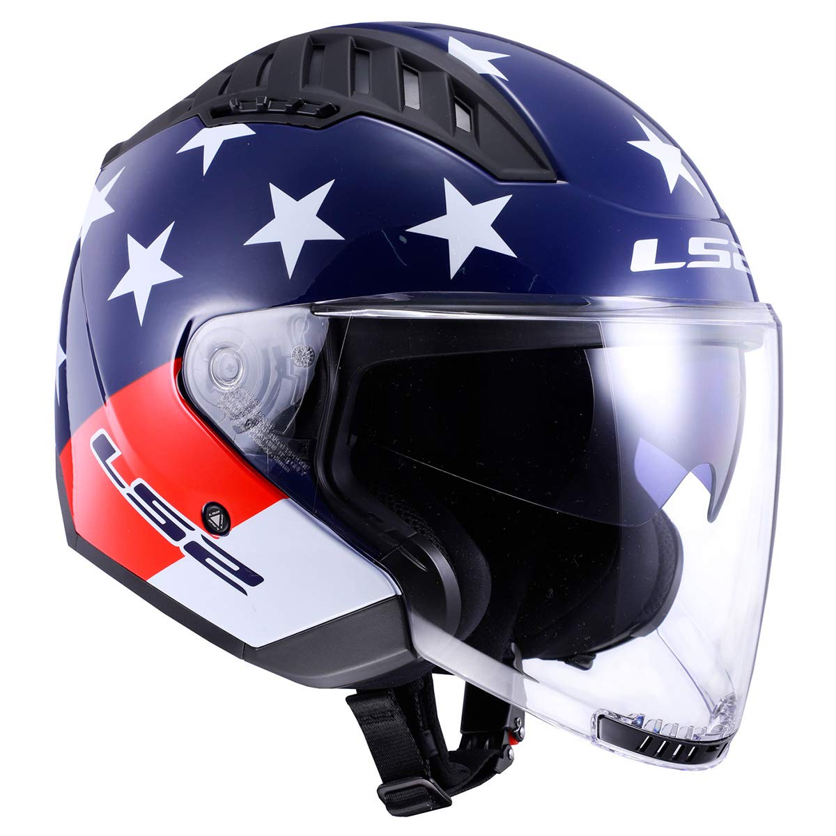 LS2 Copter open face motorcycle helmet American red white blue DOT helmet