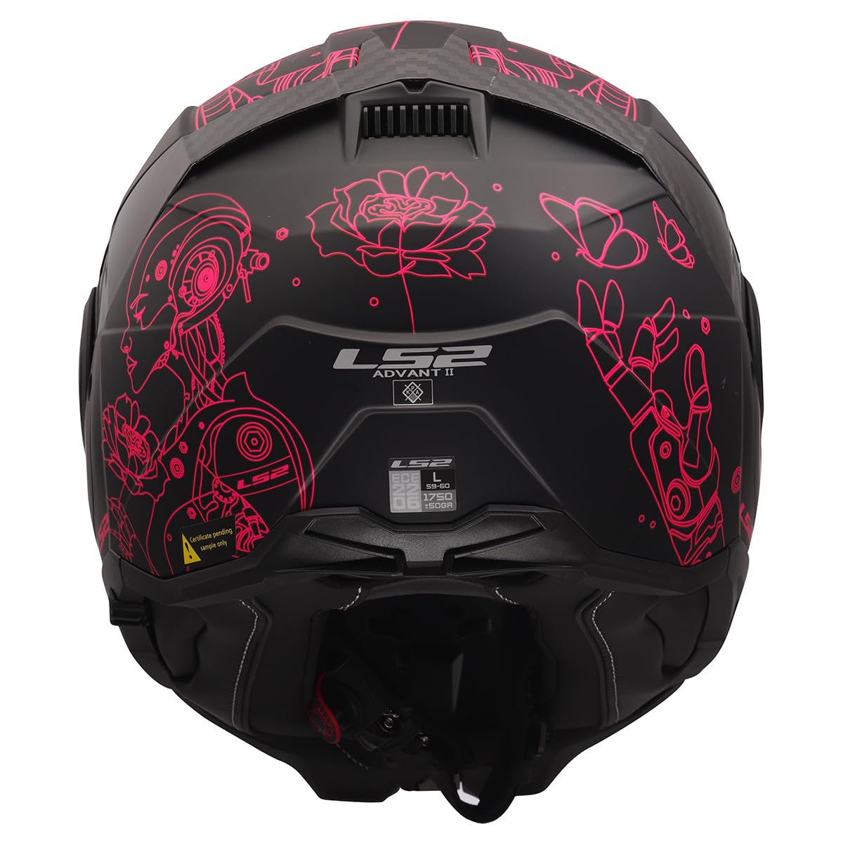 LS2 modular helmet side profile matte Sophia black pink design