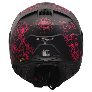 LS2 Advant II Modular Motorcycle Helmet w/ Sun Shield Matte Sophia Black/Pink