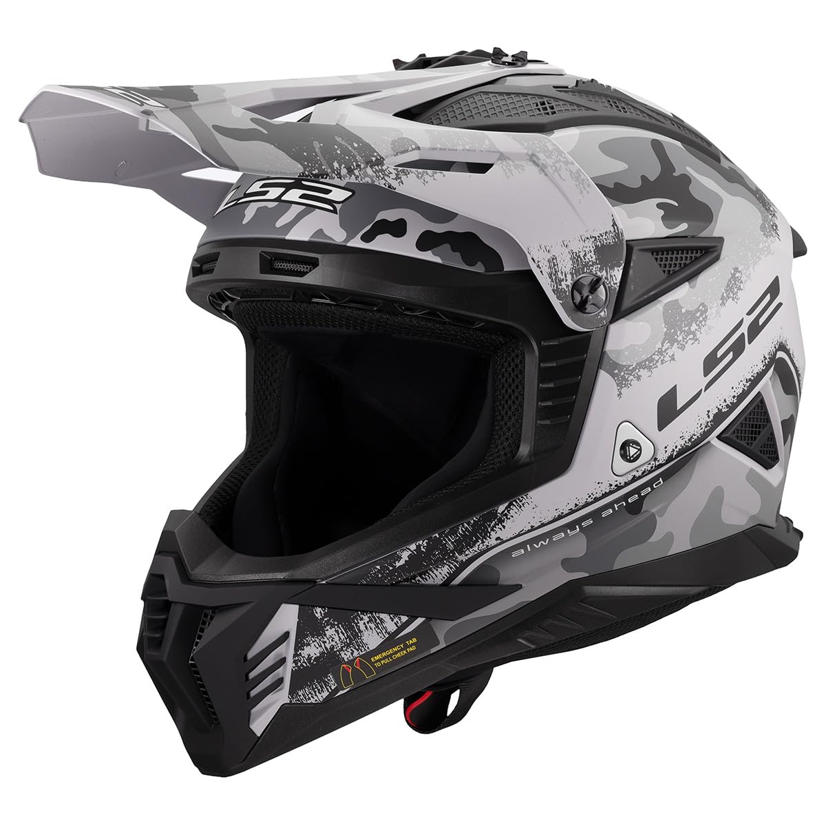 LS2 Gate II Matte Carbine Tonal Gray/Black Motocross Helmet – Full Face MX Dirt Bike Off-Road Helmet