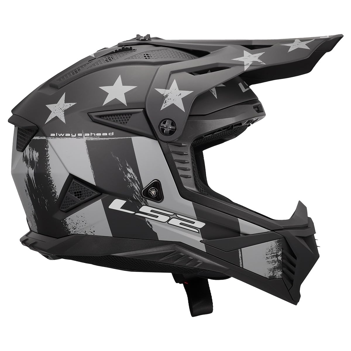 LS2 Gate II MX dirt bike helmet matte gray black design