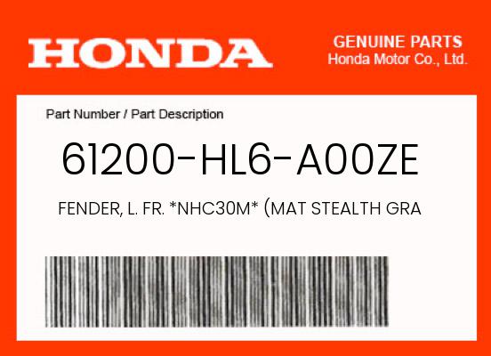 FENDER, L. FR. *NHC30M* (MAT STEALTH GRAY MET 2) (61200-HL6-A00ZE)