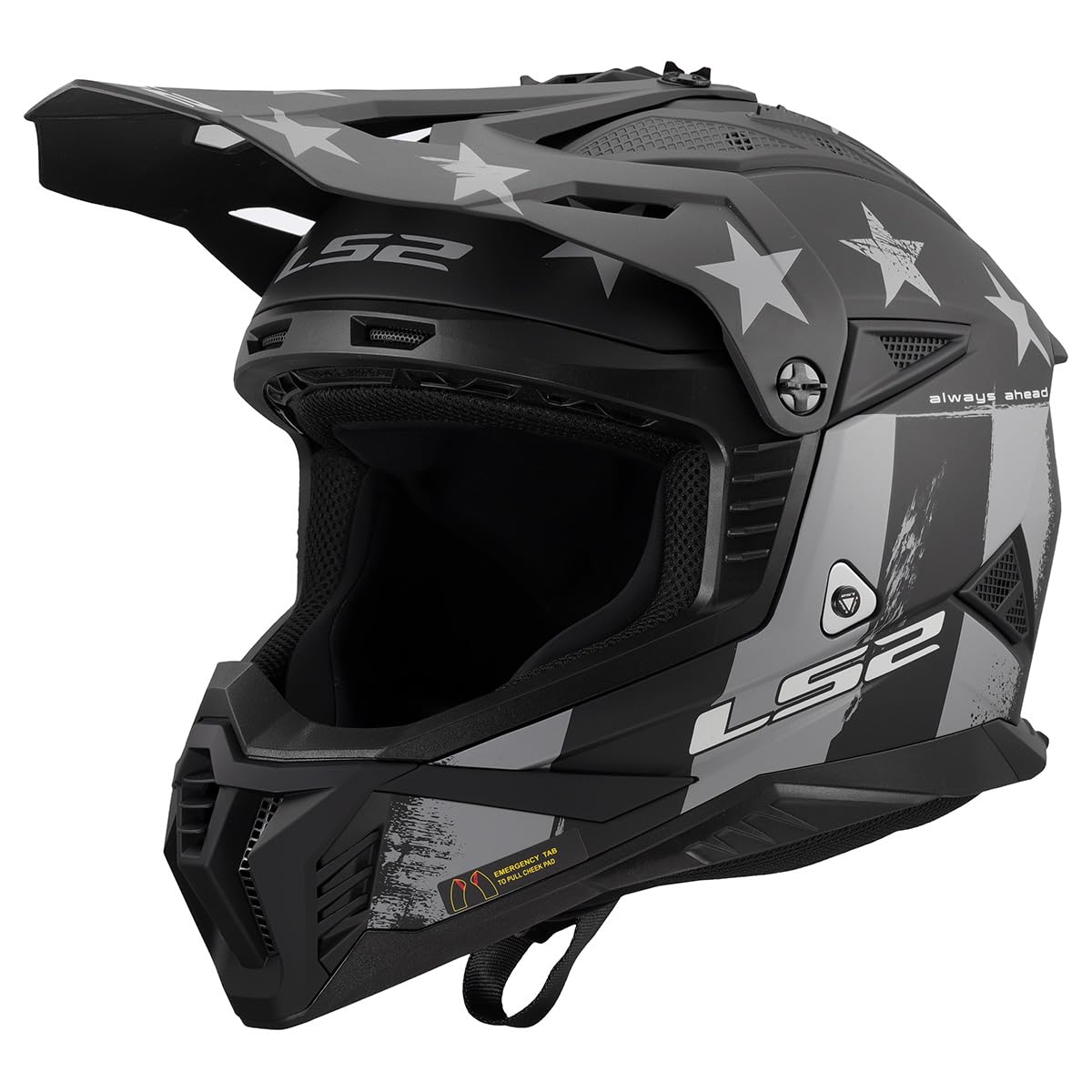 LS2 Gate II battle scar gray black motocross helmet