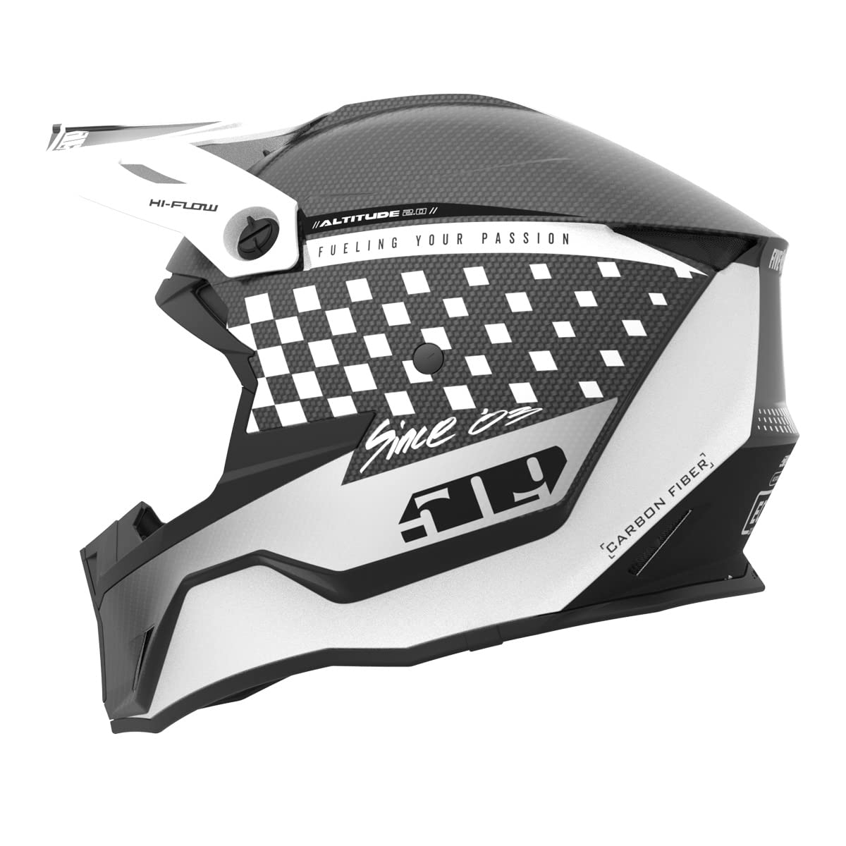 509 Altitude 2.0 Offroad Carbon Fiber Helmet in Speedsta White for motocross and dirt bikes