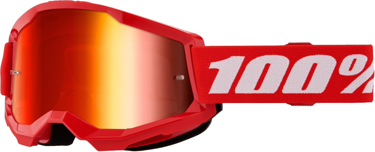 100% Strata 2 Goggles – Red / Mirror Red Lens