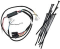 Black wiring harness with multiple color-coded leads, molded connectors, and an inline electrical module. A set of cable ties is included for securing and routing the wiring neatly.