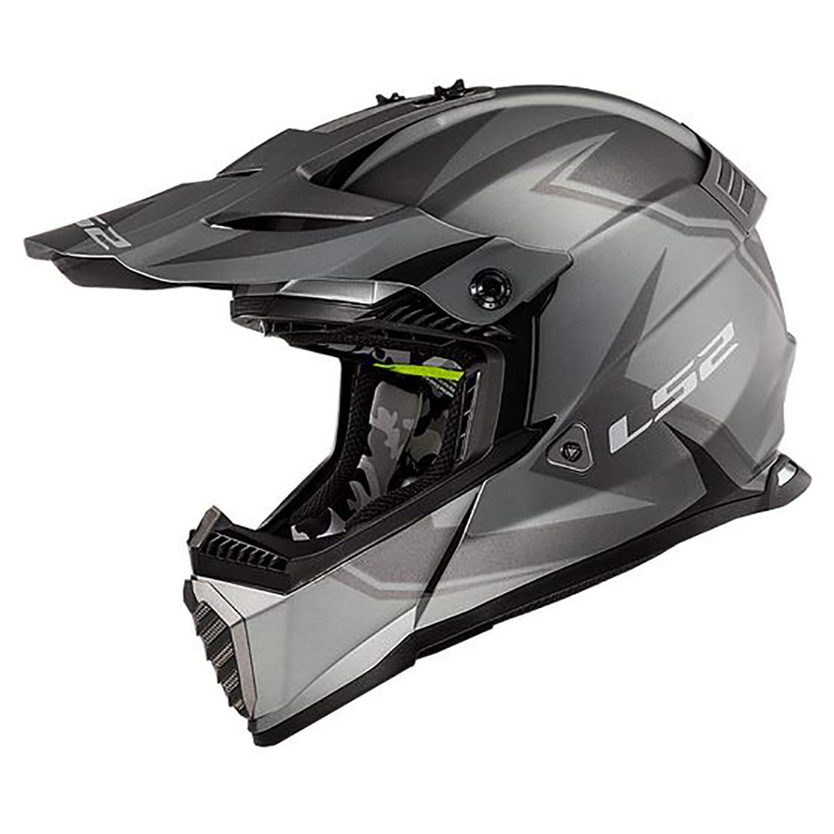 LS2 Helmets Gate TwoFace full face motocross helmet in matte gray and black
