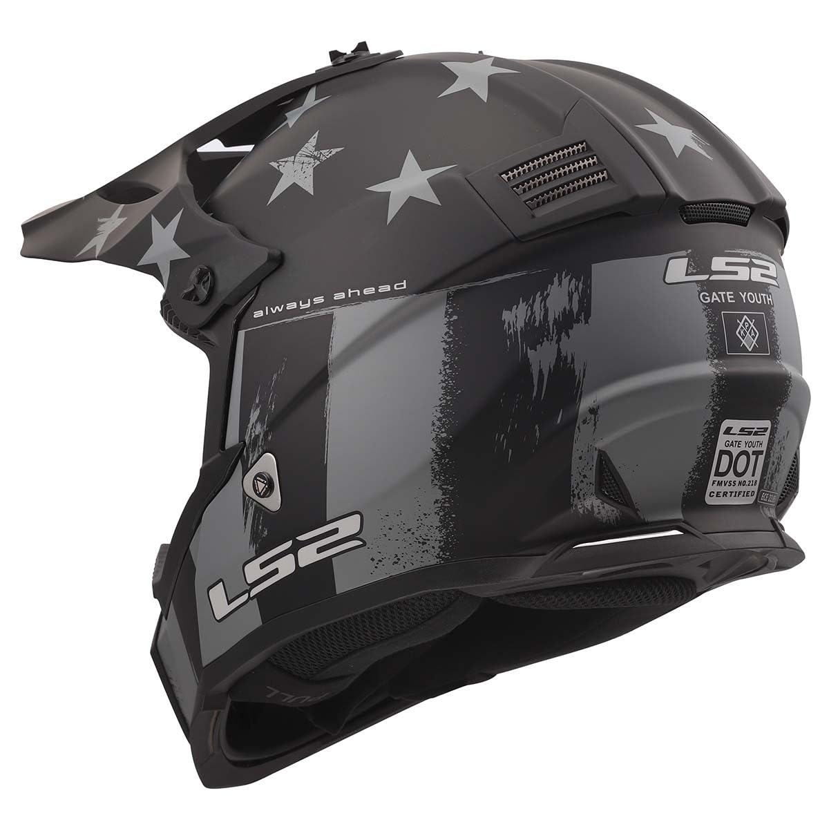 LS2 Gate youth motocross helmet battle scar gray black