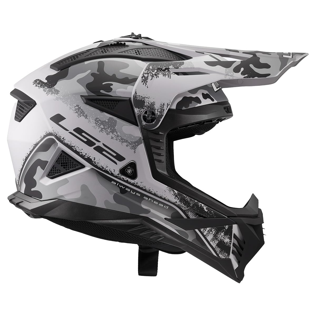 LS2 Gate II MX dirt bike helmet matte gray black design