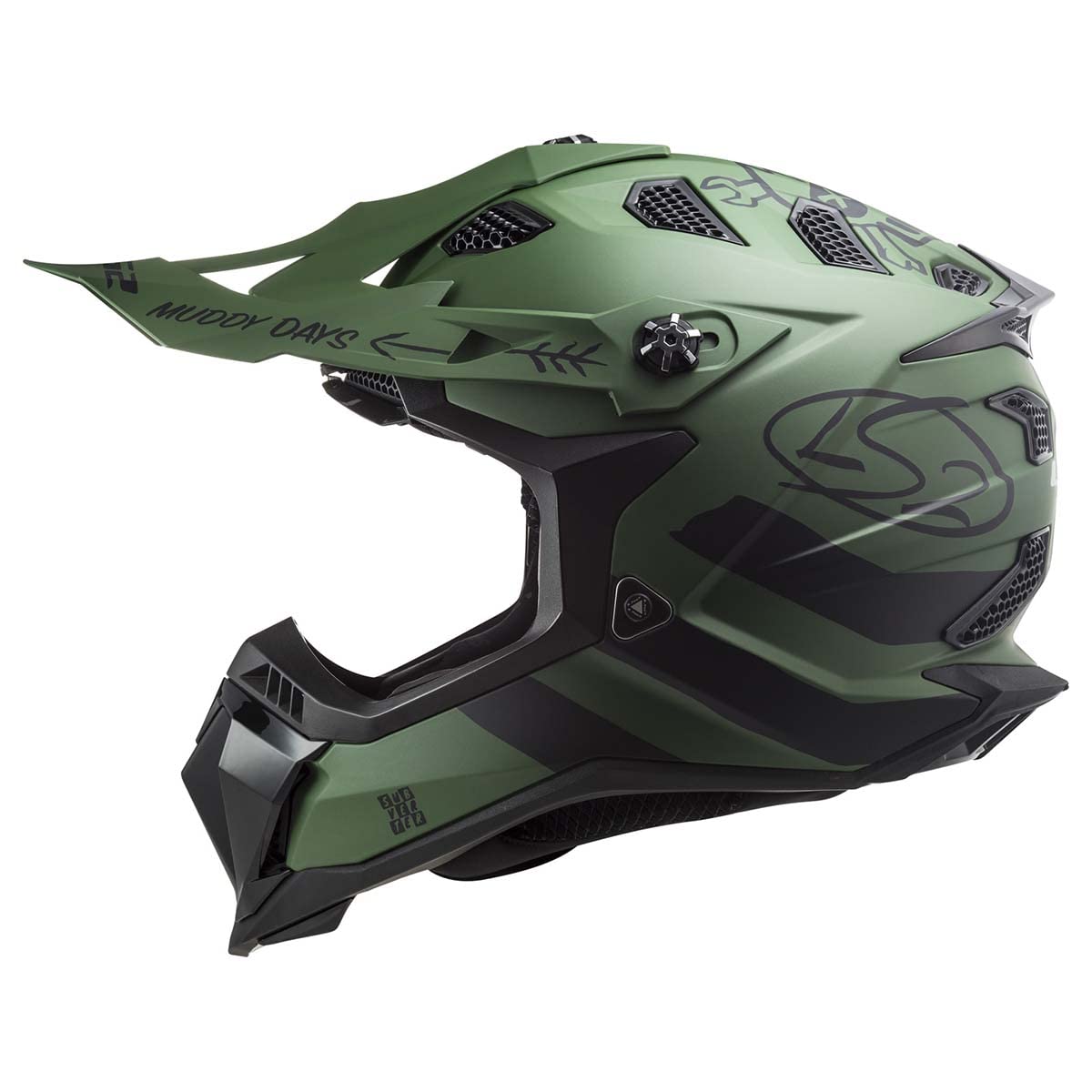 **OPEN BOX** LS2 Helmets MX-Off Road Subverter Evo Helmet, Matte Military Green-Medium