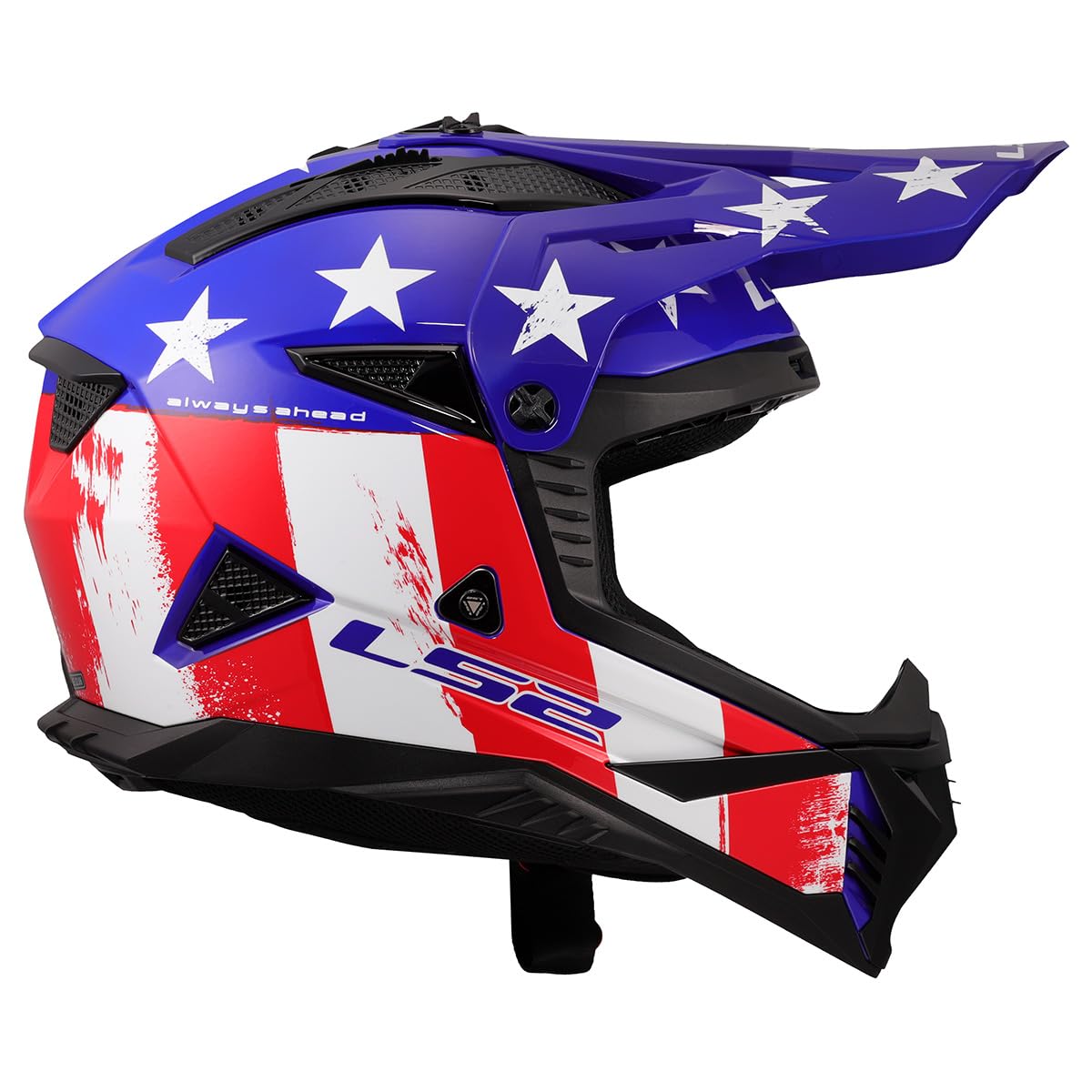 LS2 Gate II Gloss Battle Scar Red/White/Blue Motocross Helmet – Full Face MX Dirt Bike Helmet