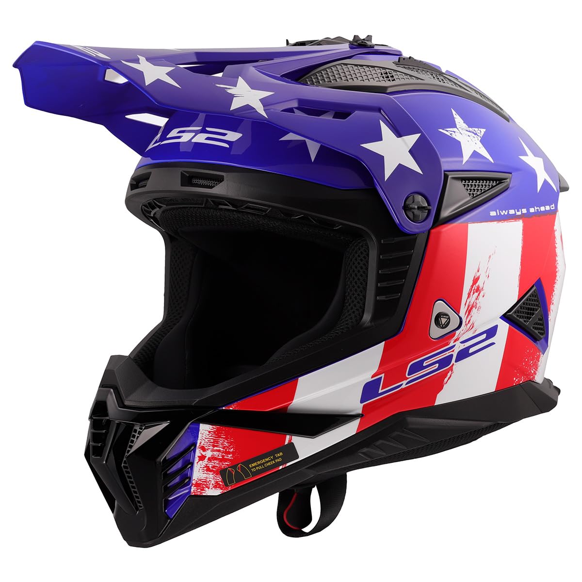 LS2 Gate II Gloss Battle Scar Red/White/Blue Motocross Helmet – Full Face MX Dirt Bike Helmet