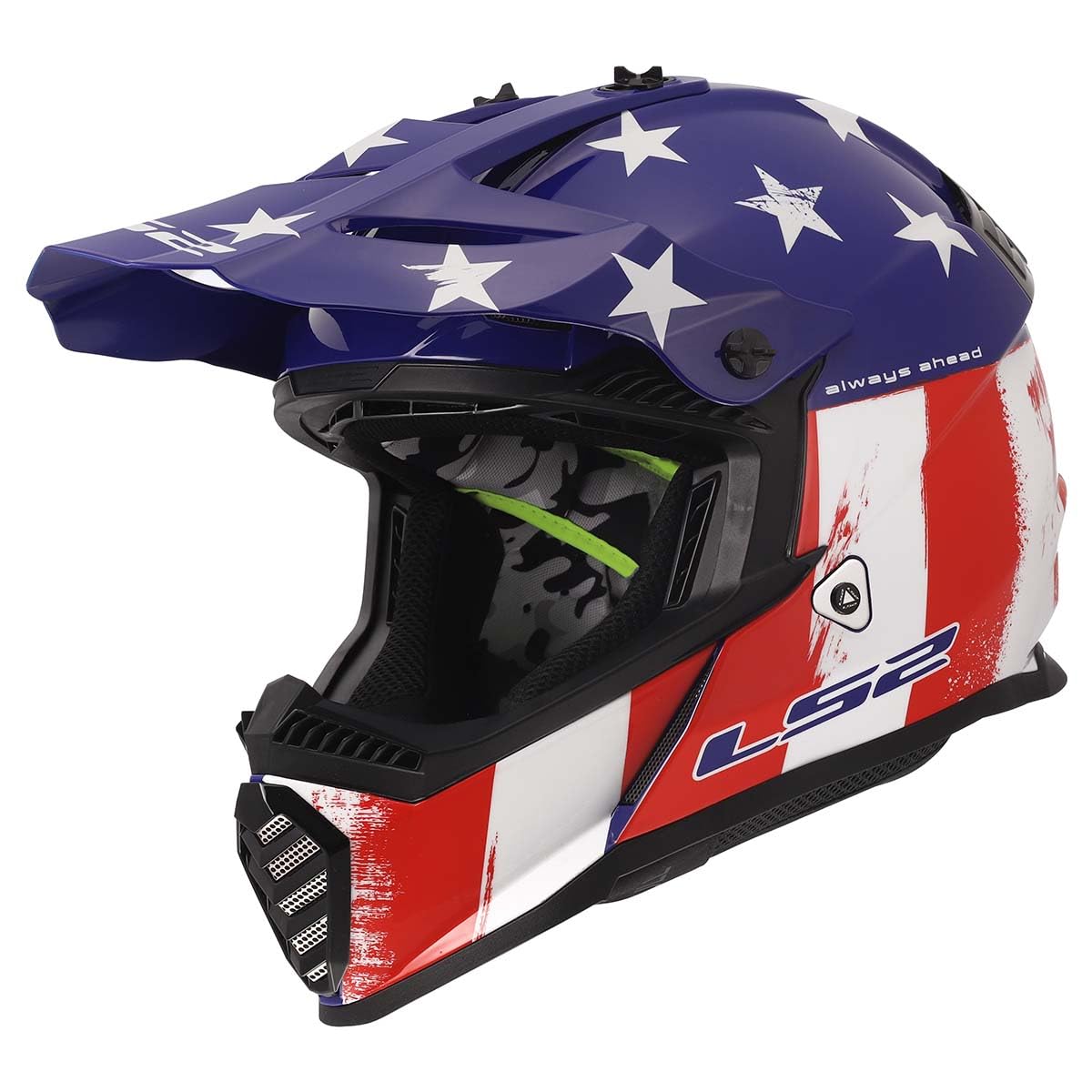 LS2 Gate youth motocross helmet battle scar red white blue