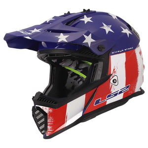 LS2 Gate Youth Full Face MX Motorcycle Helmet Gloss Battle Scar Red / White / Blue