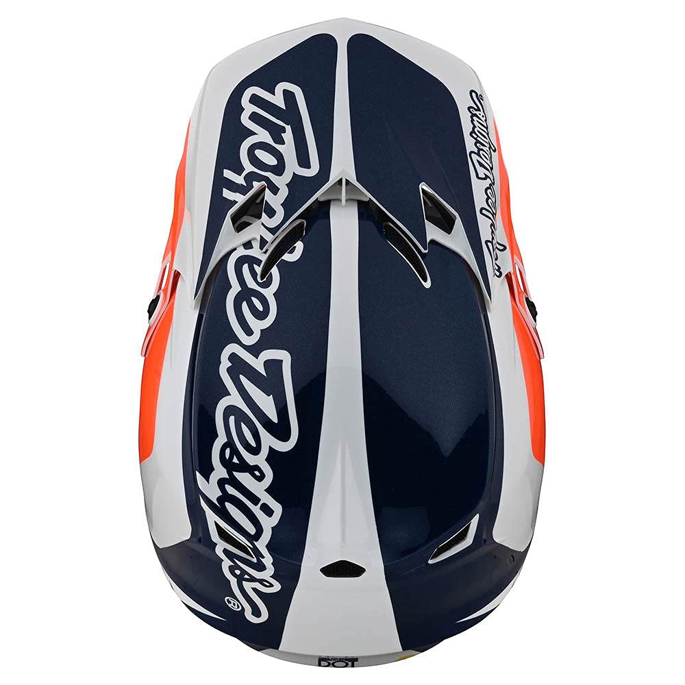 Offroad dirt bike helmet by Troy Lee Designs SE4 Corsa Navy/Orange MIPS protection