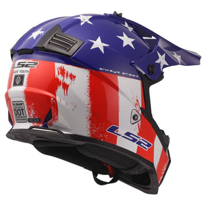 LS2 Gate Youth Full Face MX Motorcycle Helmet Gloss Battle Scar Red / White / Blue