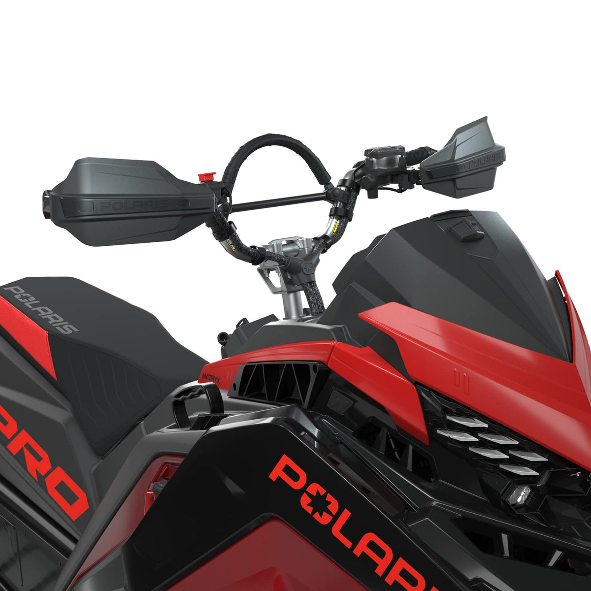 Polaris 2889868 handguards protect hands from wind, snow, and trail debris on RMK sleds