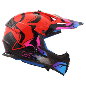 LS2 Gate Youth Full Face MX Motorcycle Helmet Gloss Wash Red/Blue/Purple