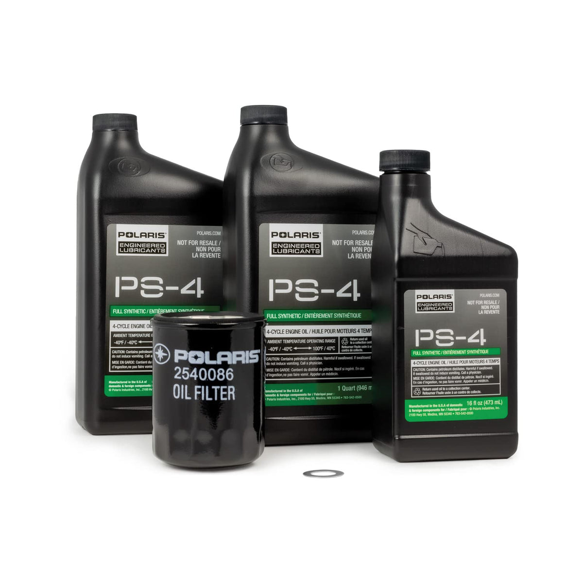 Polaris PS-4 5W-50 oil change kit for ACE 900 XC, RZR, General, and Ranger models