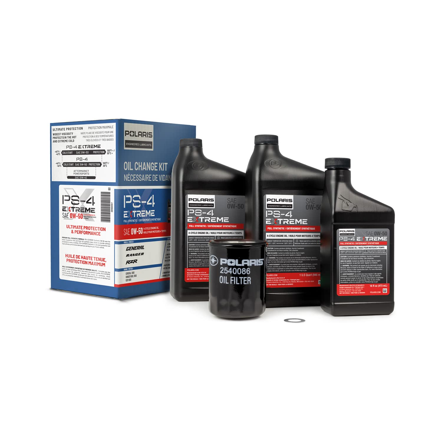 Polaris PS-4 EXTREME Oil Change Kit 2890057 with 0W-50 full synthetic oil and filter