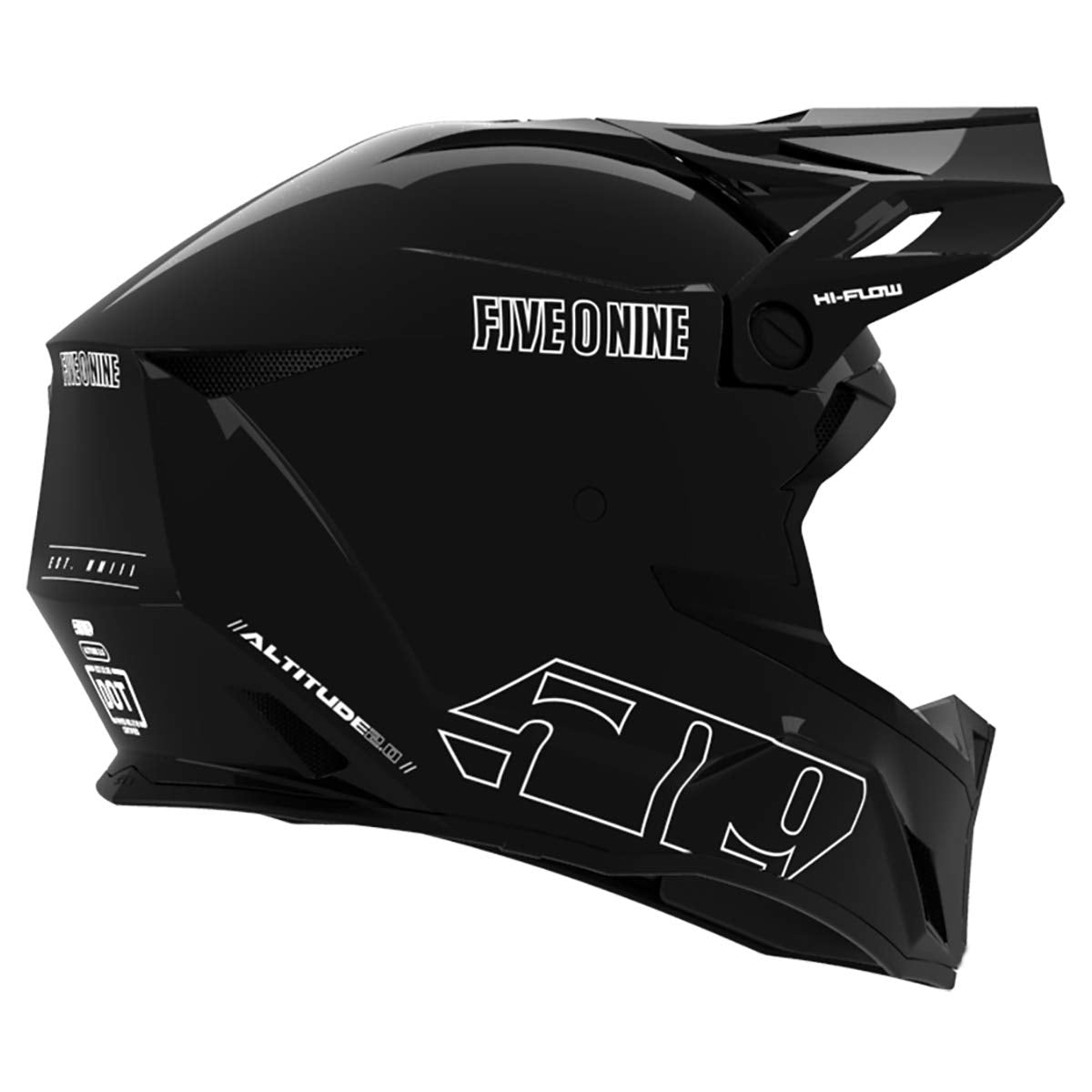 Rear ventilation and shell design of the 509 Altitude 2.0 Black Legacy motocross helmet