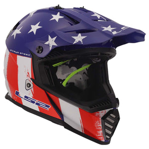 LS2 Gate Youth Full Face MX Motorcycle Helmet Gloss Battle Scar Red / White / Blue