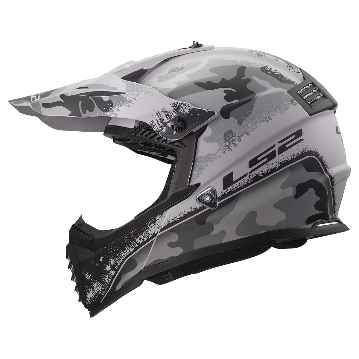 LS2 youth dirt bike helmet gray black carbine graphic