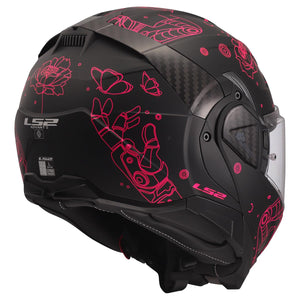 LS2 Advant II Modular Motorcycle Helmet w/ Sun Shield Matte Sophia Black/Pink