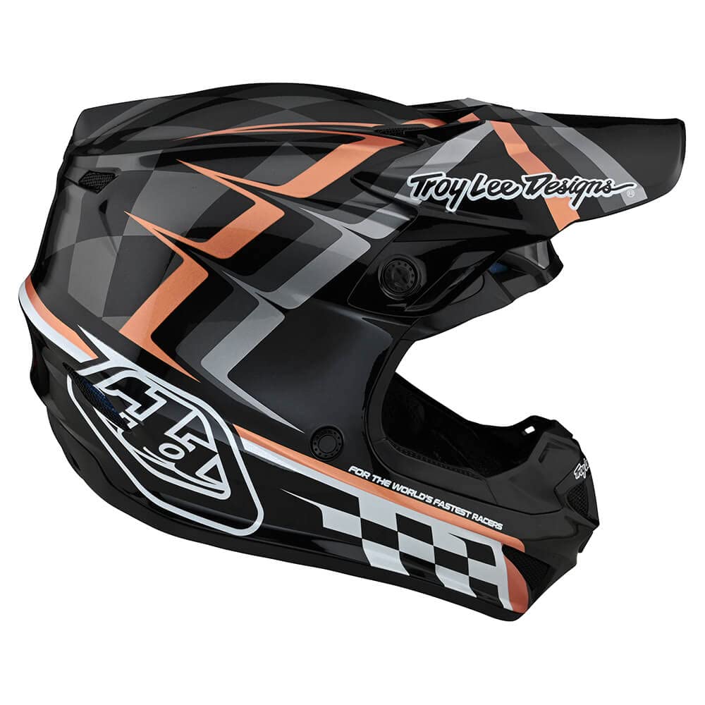 Troy Lee Designs SE4 Polyacrylite Helmet – Warped Black/Copper for Dirt Bike