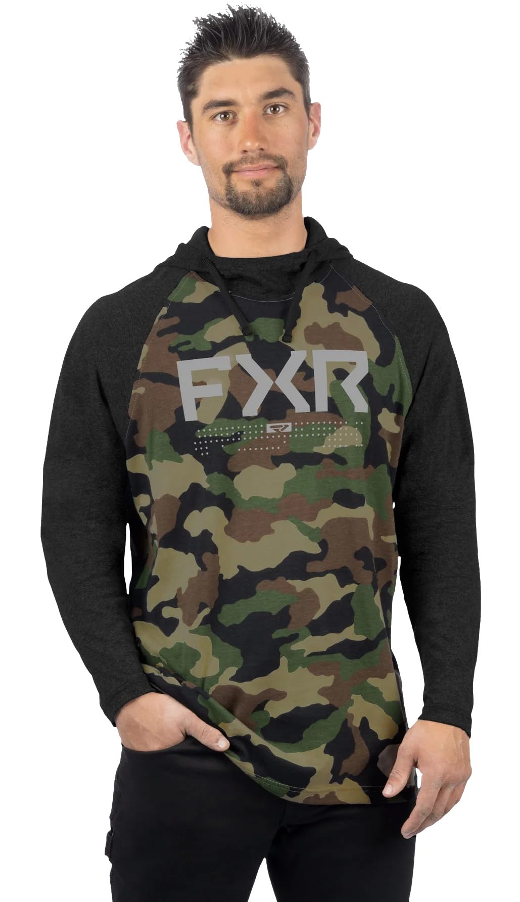 FXR men’s Trainer Premium Lite pullover hoodie in camo and black